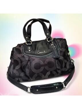 Authentic vintage Coach black signature monogram crossbody handbag